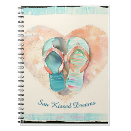 Sun Kissed Dreams Flip Flop Heart Spiral Notebook Anteckningsbok