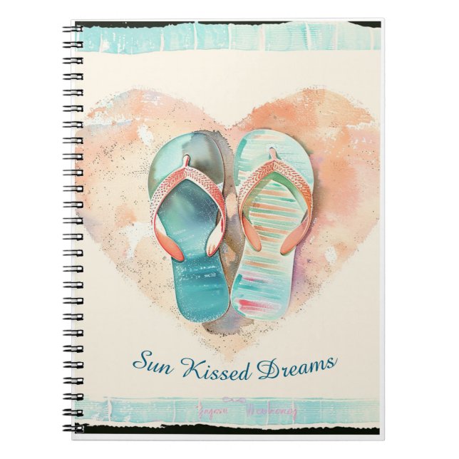Sun Kissed Dreams Flip Flop Heart Spiral Notebook Anteckningsbok (Framsidan)