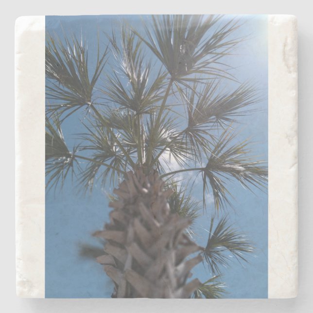 Sun-Kissed Palm Tree Stone Coaster – Palm Blessing Stenunderlägg (Framsidan)