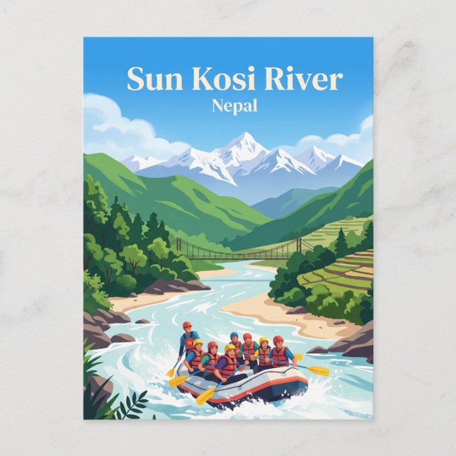 Sun Kosi-floden Nepal Vykort (Framsida)