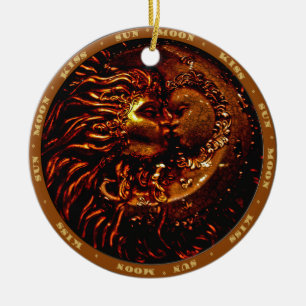 Sun<Moon kyssprydnad Julgransprydnad Keramik