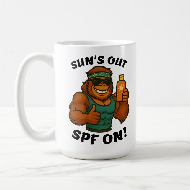 Sun’s Out SPF On – Funny Summer Orangutan Fitness  Kaffemugg (Vänster)