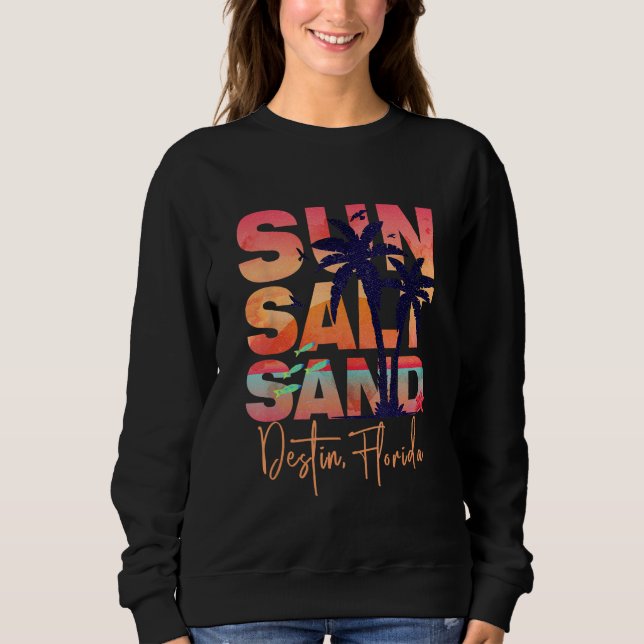 Sun Salt Sand Summer DESTIN FL Vacation Beach T Shirt (Framsida)