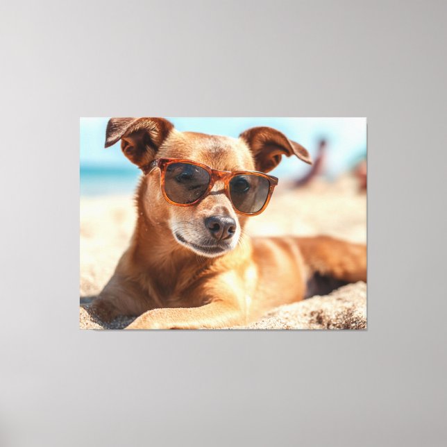 Sun, Sand, and Style: The Ultimate Beach Dog Canvastryck (Framsida)