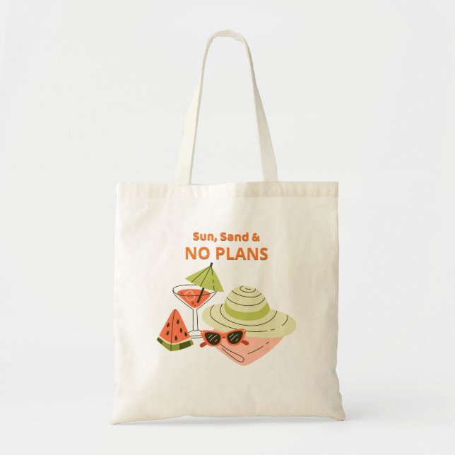 Sun, Sand & No Plans Tote Bag – Söt sommarstrand  Tygkasse (Framsidan)