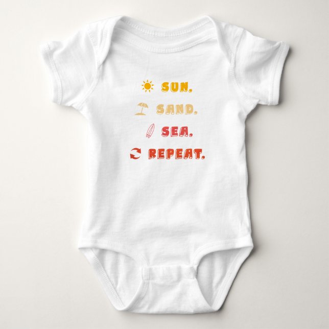 Sun Sand Sea Repeat – Beach Vibes Bebis Body T Shirt (Framsida)