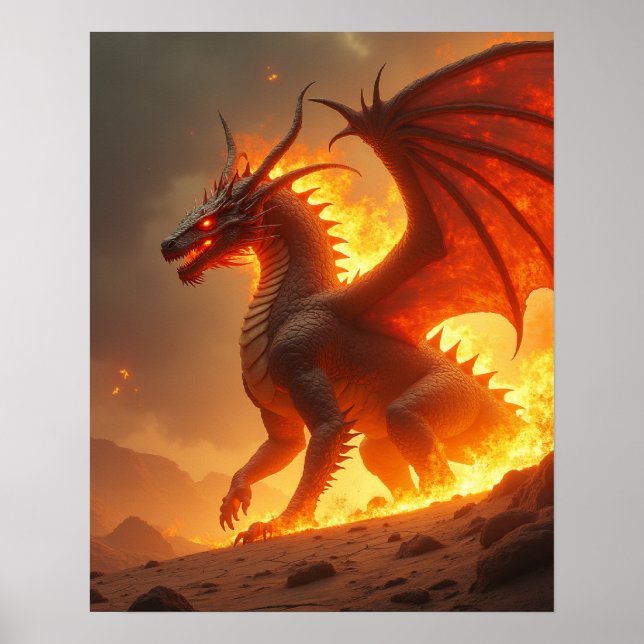 Sun-Scorch Inferno Fire Dragon Poster (Framsidan)