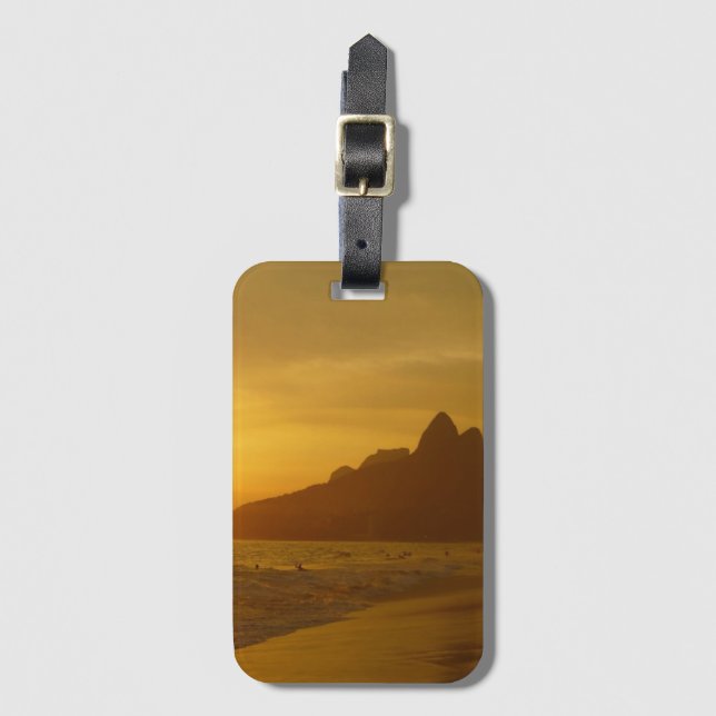 Sun Set at Ipanema Beach Brazil Bagagebricka (Framsida vertikal)