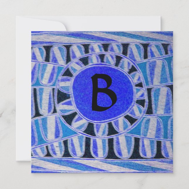 SUN SOLENERGI MONOGRAM Aqua Blå Svart Abstrakt Inbjudningar (Framsida)