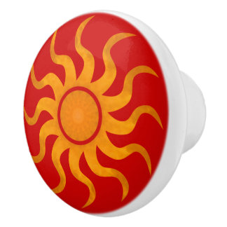 Sun Spicy Red Tile - Large Knopp