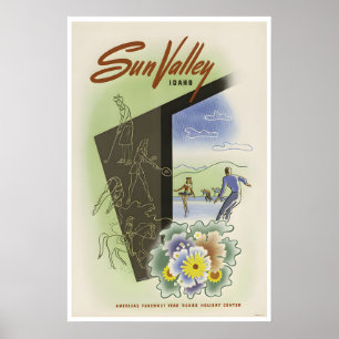 Sun Valley Art Idaho Resemätningsaffisch Sporttryc Poster