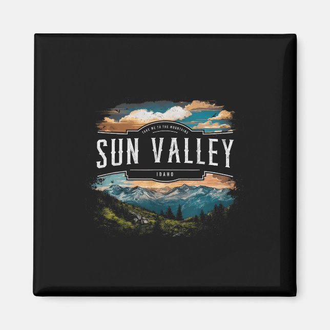 Sun Valley-bergen Idaho Vandring Utomhus Vintage Magnet (Framsidan)