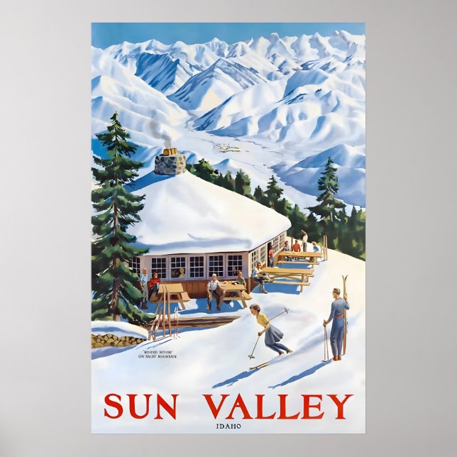 Sun Valley Idaho 1940-talet Snö Skida Resa Affisch (Framsidan)