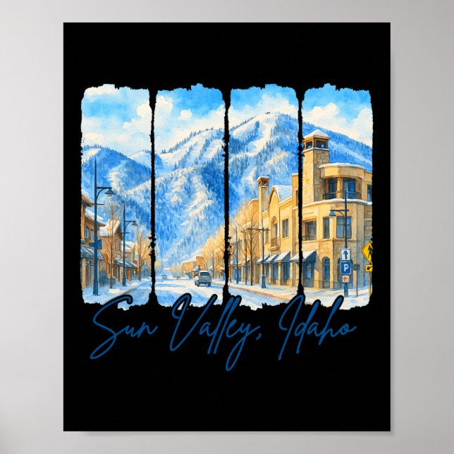 Sun Valley Idaho Resande Penseldrag Sun Valley  Poster (Framsidan)
