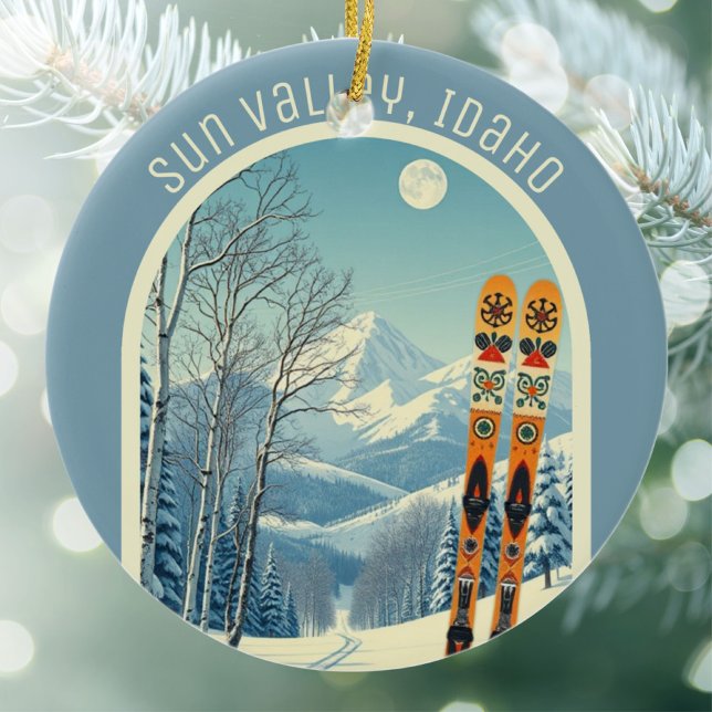Sun Valley Idaho skidminne  Julgransprydnad Keramik (Skapare uppladdad)
