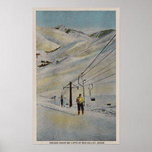 Sun Valley IDMountain plats, skidliftar in Poster