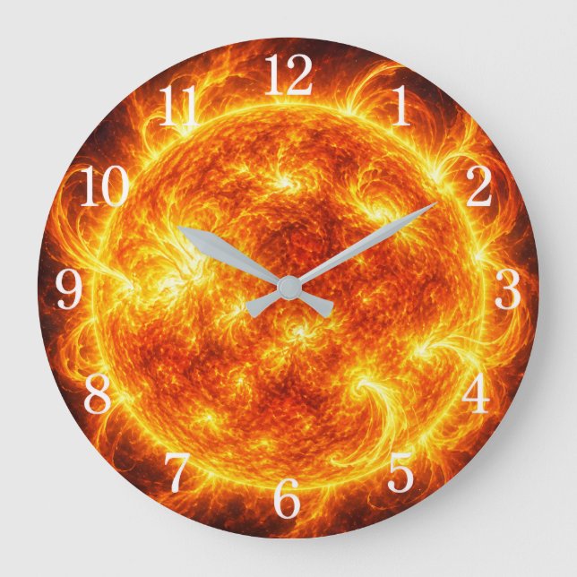 Sun Wall Clock — Space-Inspired Design Stor Klocka (Framsida)