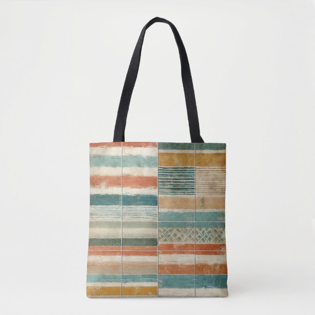 Sun washed coastal stripes Tote bag Tygkasse (Framsida)