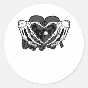 Sunand~1 - Skeleton Heart Händer Runt Klistermärke