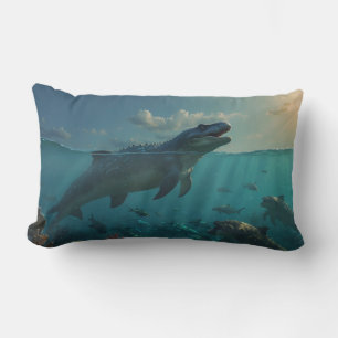 Sunbad Mosasaur (Dinosaur Art) Mugg Lumbarkudde