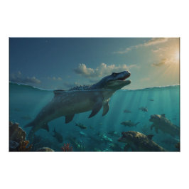 Sunbad Mosasaur (Dinosaur Art) Mugg Perfect Poster