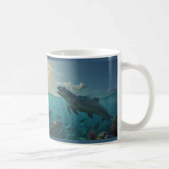 Sunbad Mosasaurs (Dinosaur Art) Mugg (Höger)