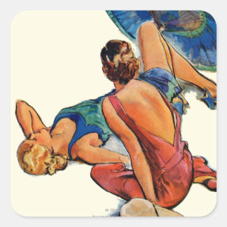 Sunbathers Fyrkantigt Klistermärke