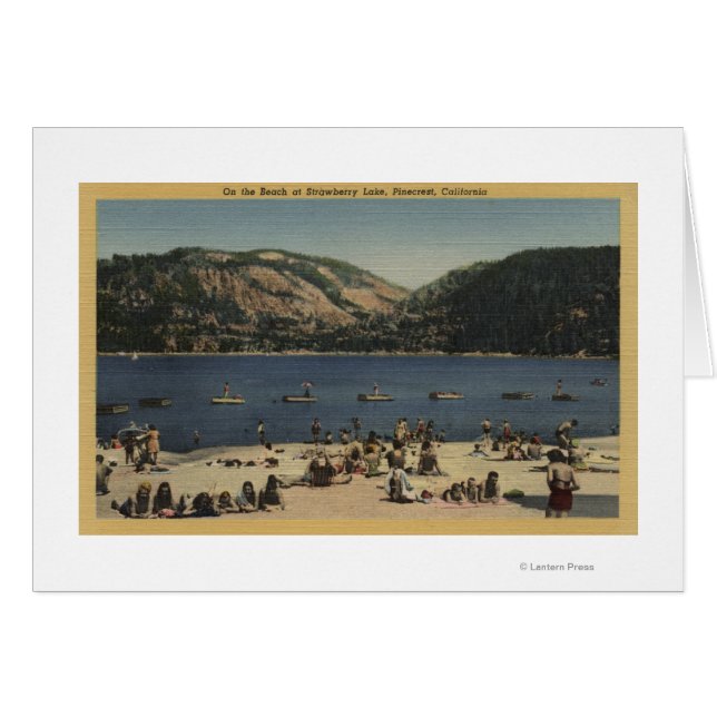 Sunbathers & Swimmers on Beach Hälsningskort (Framsidan Horizontal)