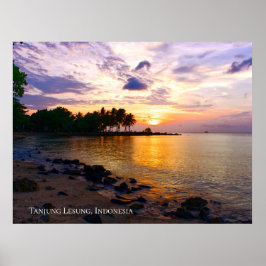 Sunbeam Sunset Himlar Beach Twilight Travel Silhou Poster