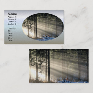 Sunbeam through Forest in Winter Visitkort