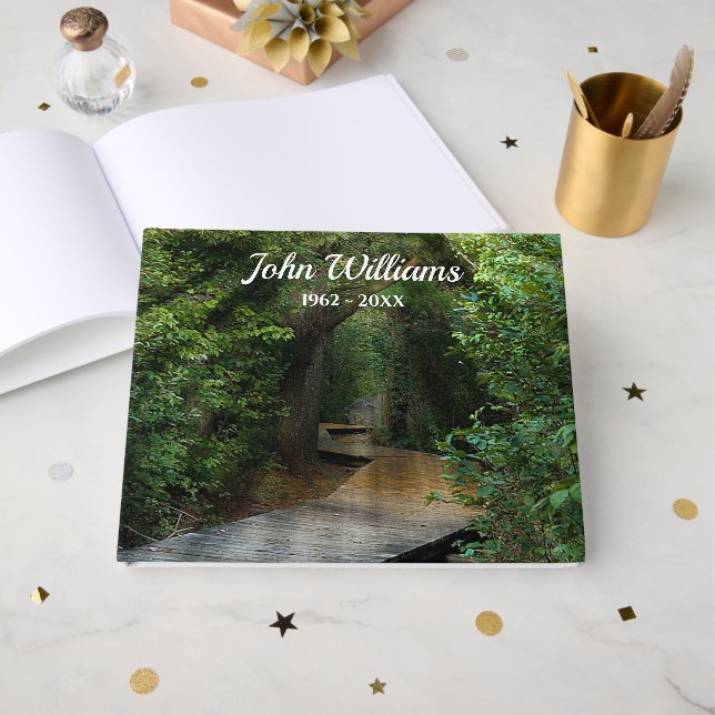 Sunbeams in Woods for Memorial Gästböcker (Framsida Öppen)