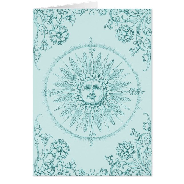 Sunbeams på vatten kant hälsningskort (Framsidan)