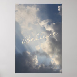 Sunbeams White Clouds Inspirational Tro Poster