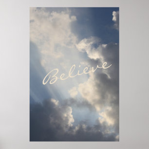 Sunbeams White Clouds Inspirational Tro Poster