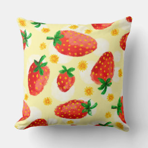 Sunbelysta jordgubbar och Daisy Pillow Kudde