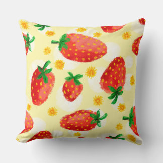 Sunbelysta jordgubbar och Daisy Pillow Kudde