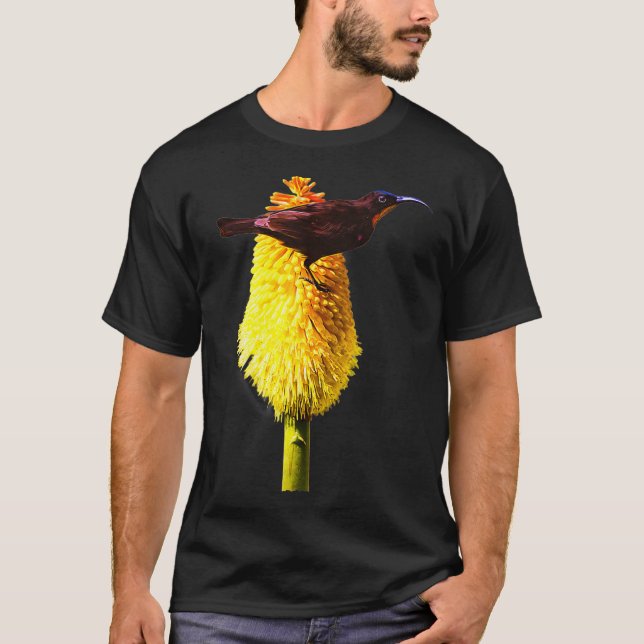 Sunbird Amethyst Sunbird on Red Hett Poker T Shirt (Framsida)