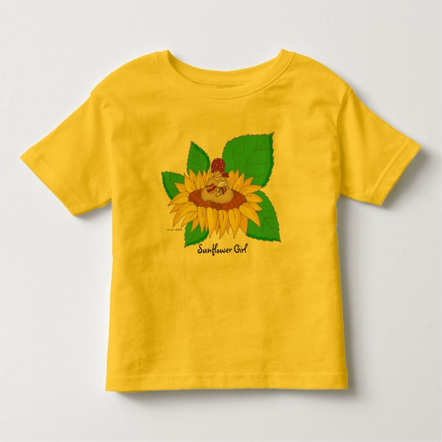 Sunblomma Girl Ukrainska folkArt Tee Shirt (Framsida)