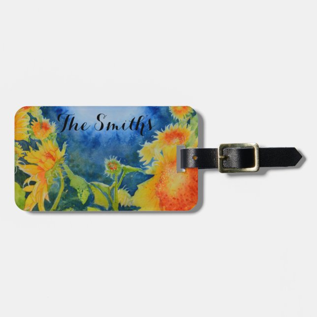 Sunblomman Fält som Forever Monogram Bagagebricka (Horisontell Framsida)