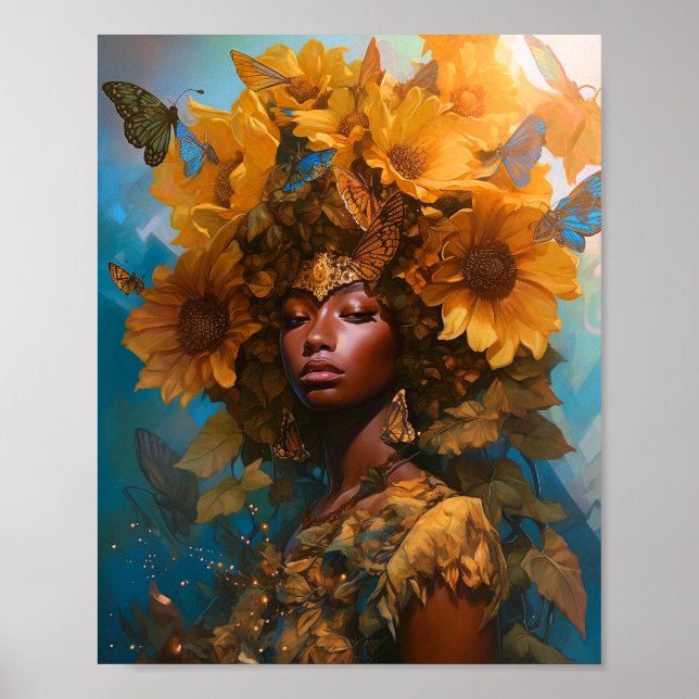 Sunblomman Goddess Fantasy Art Poster (Framsidan)