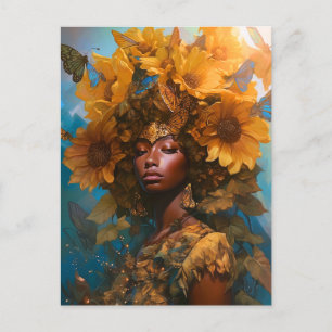 Sunblomman Goddess Fantasy Art Vykort
