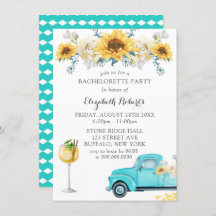 Sunblommor Aqua Vintage Lastbil Bachelorette Party