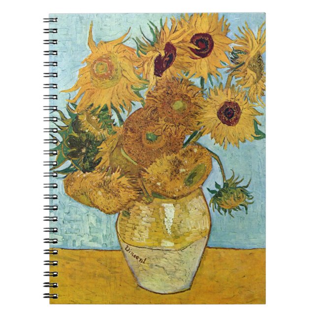 Sunblommor av Vincent Van Gogh Anteckningsbok Med Spiral (Framsidan)