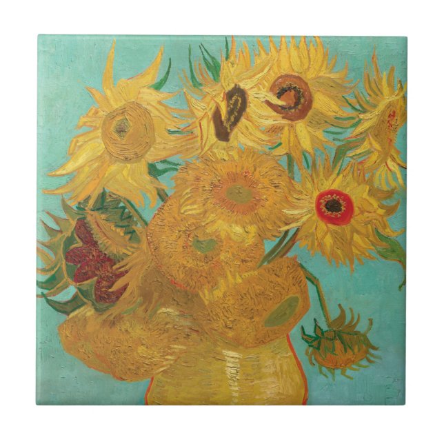 Sunblommor av Vincent Van Gogh Kakelplatta (Framsidan)