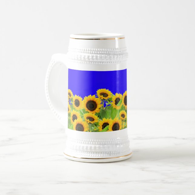 Sunblommor Beer Stein Ukrainska Flagga Färg Sejdel (Framsida vänster)