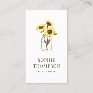 Sunblommor Bouquet i Mason Burk Land Rustic Visitkort