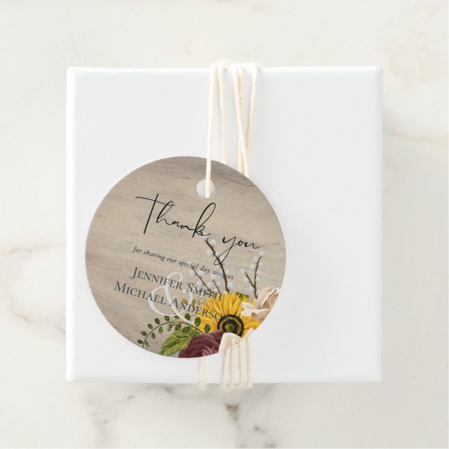 Sunblommor Burgundy Marsala Billigt Budget Bröllop Gåvor Etiketter (På plats)