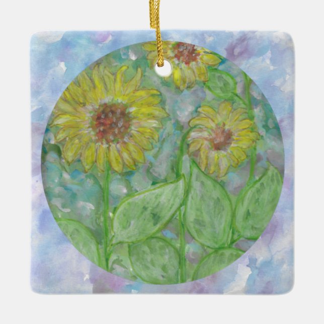 Sunblommor Dream Circle med Lavender Art Ornament (Framsida)