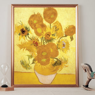 Sunblommor Guld Background Vincent van Gogh Poster