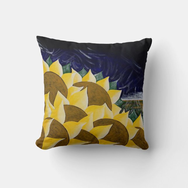 Sunblommor Harvest Folk Art Kudde (Framsida)